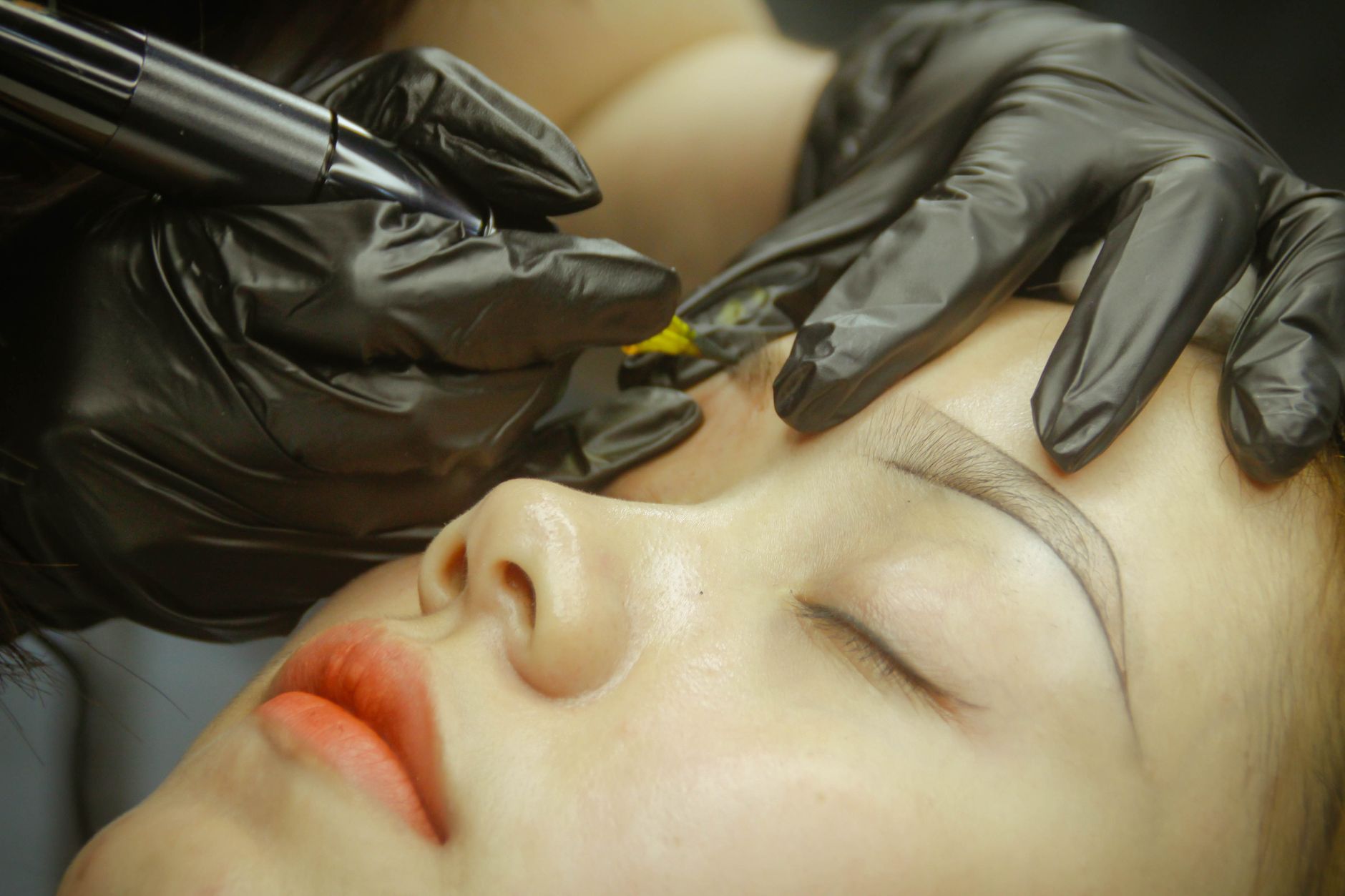 microblading and powder brows closeup — Luxury Lashes Federal Way WA
